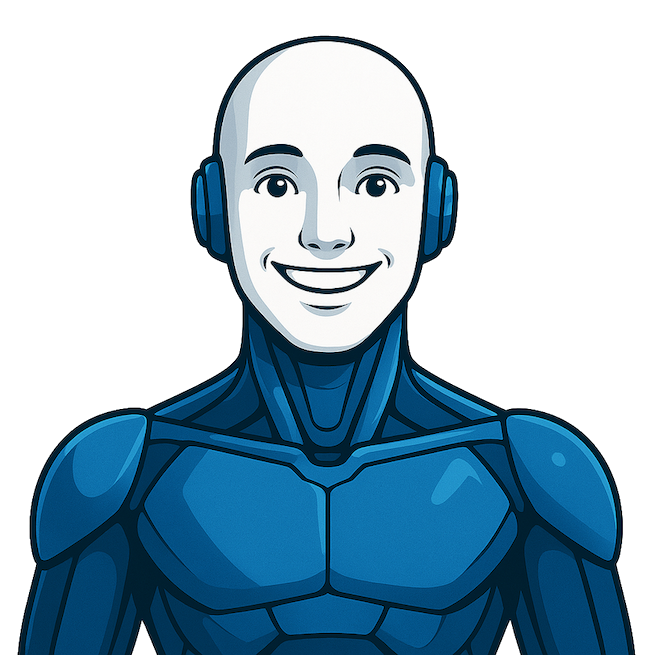 Milo, the AVR mascot — a friendly blue android